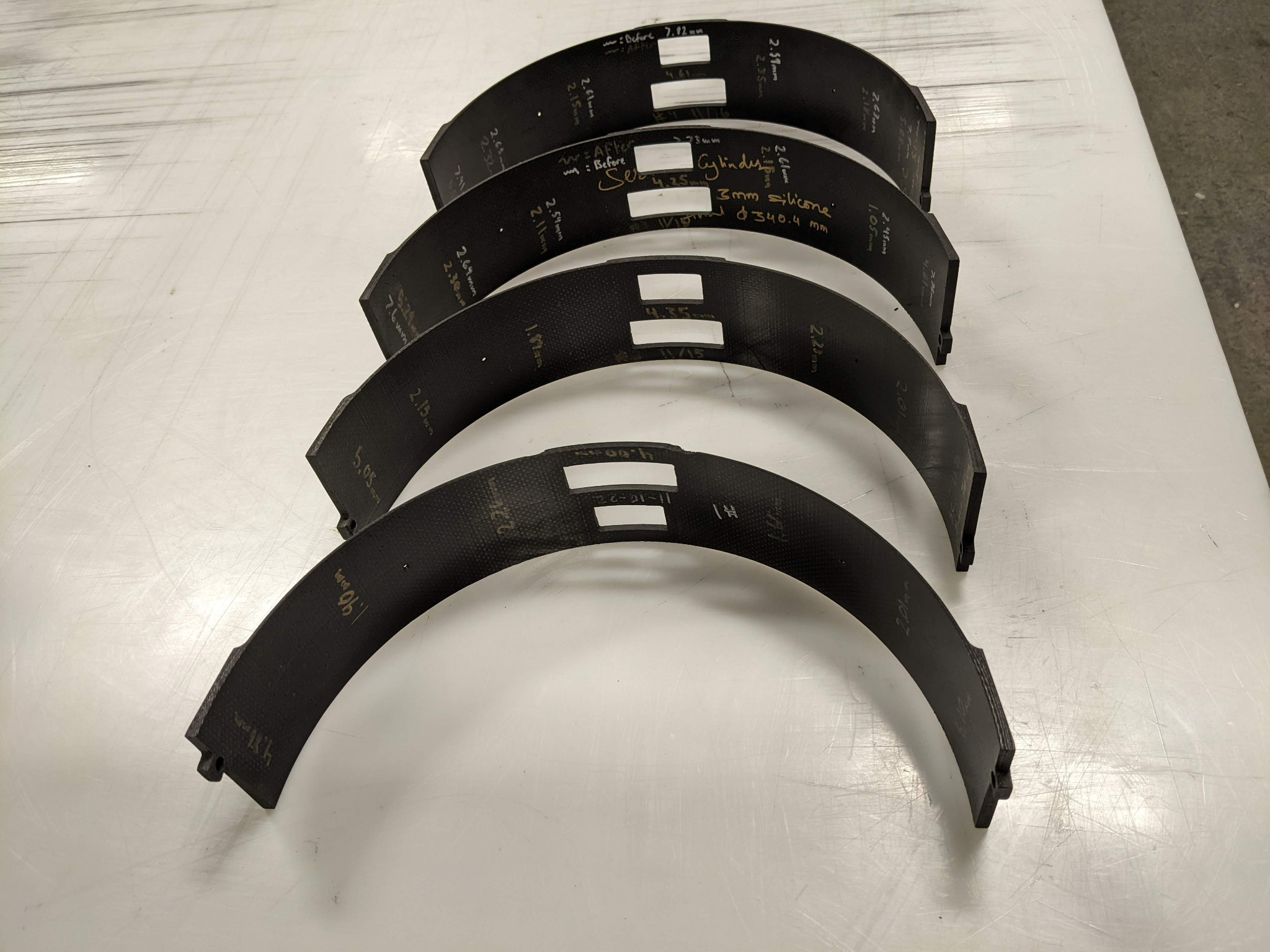 Series of curved composite development parts